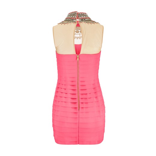 Różowa sukienka La Poudre™ bez rękawów z golfem z aplikacjami  mini 