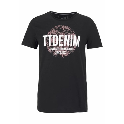 Czarny t-shirt męski Tom Tailor Denim z krótkimi rękawami 