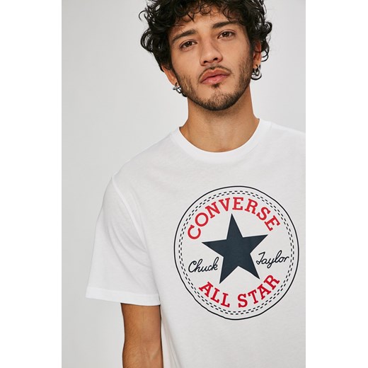 T-shirt męski Converse biały z dzianiny w stylu młodzieżowym z krótkim rękawem 