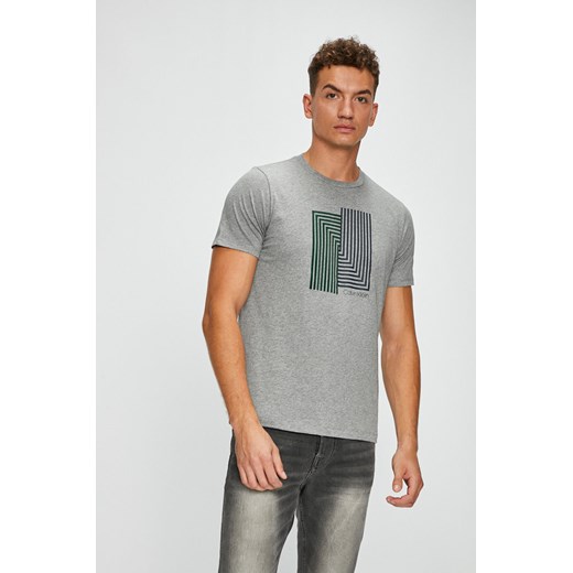 Szary t-shirt męski Calvin Klein z krótkim rękawem 