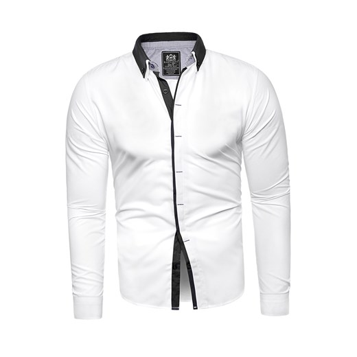 Wyprzedaż koszula męska maklerka rl46 - biała / czarna