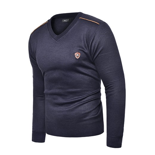 Wyprzedaż swetr męski v-neck bm-6075 - granatowy
