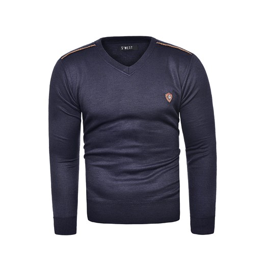 Wyprzedaż swetr męski v-neck bm-6075 - granatowy