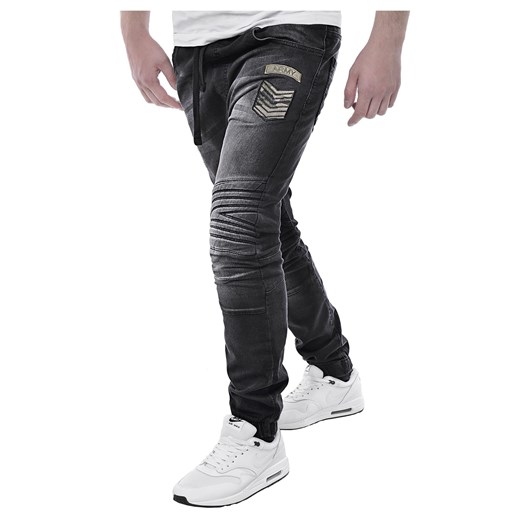 Spodnie jeansowe męskie - 1020a - czarne