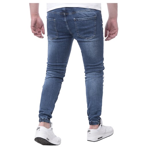 Spodnie jeansowe męskie joggery - a42 - niebieskie
