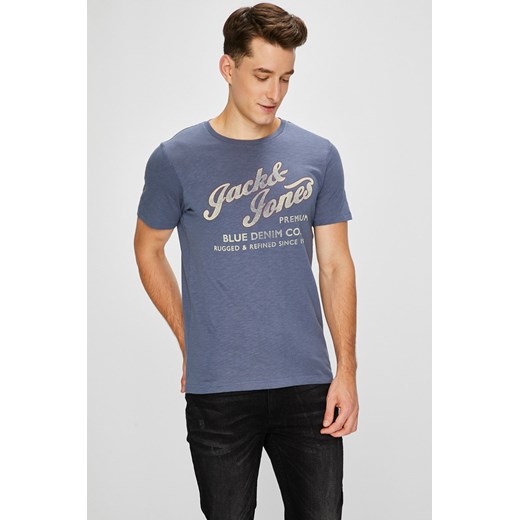 T-shirt męski Premium By Jack&jones z krótkim rękawem niebieski 