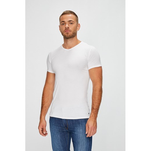 T-shirt męski Tommy Hilfiger biały z krótkimi rękawami casualowy 