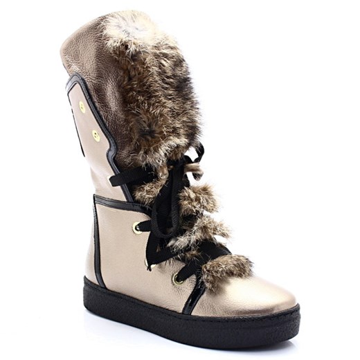 Śniegowce damskie Ulmani Shoes ze skóry casual bez wzorów 
