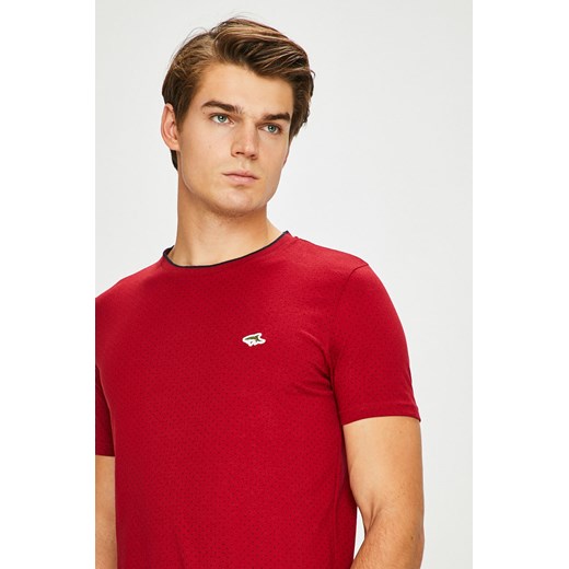 Le Shark t-shirt męski casual czerwony z krótkimi rękawami 