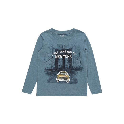 T-shirt chłopięce Review For Kids niebieski z długim rękawem z jerseyu 