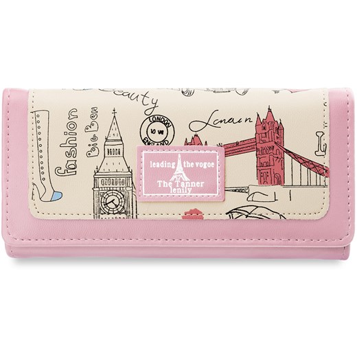 Modny portfel damski wzór miejski londyn - różowy