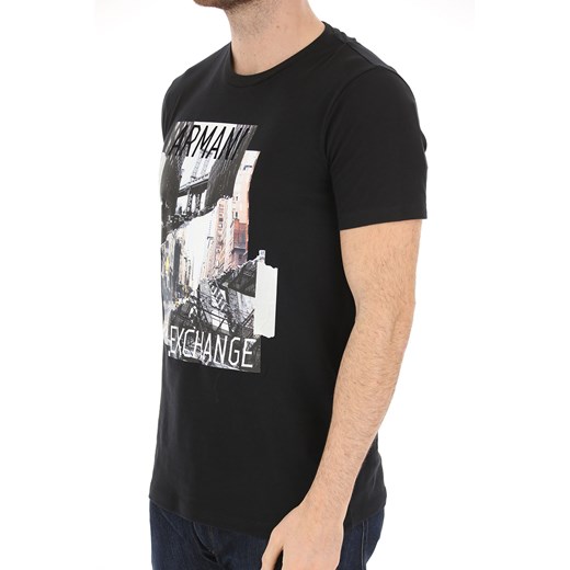 T-shirt męski czarny Emporio Armani młodzieżowy z krótkimi rękawami 