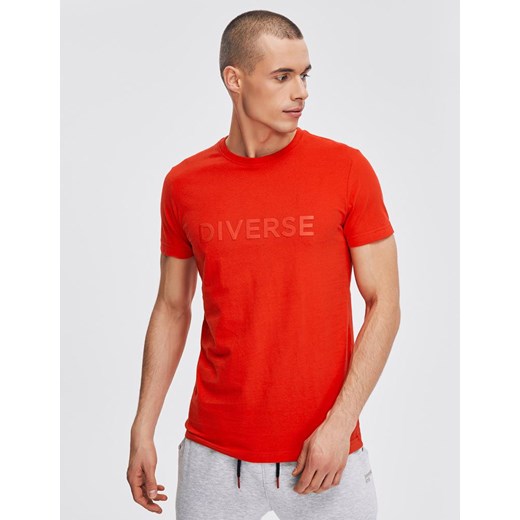 T-shirt męski Diverse z krótkimi rękawami czerwony na wiosnę 