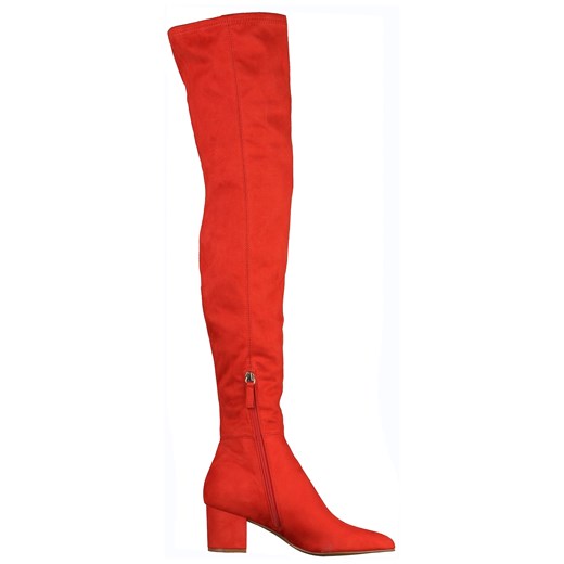 Kozaki damskie Steve Madden czerwone eleganckie za kolano z zamkiem 