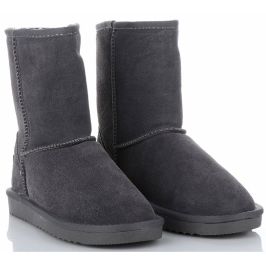 Szare śniegowce damskie Crystal Shoes zamszowe na zimę bez zapięcia 