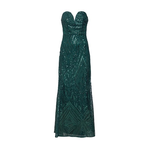 Sukienka Tfnc na studniówkę zielona prosta z gorsetowym dekoltem bez rękawów balowe maxi 