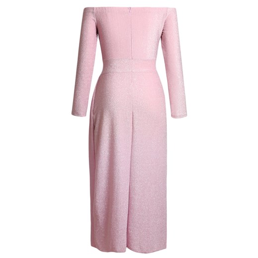 Sukienka Elegrina różowa maxi na bal asymetryczna 