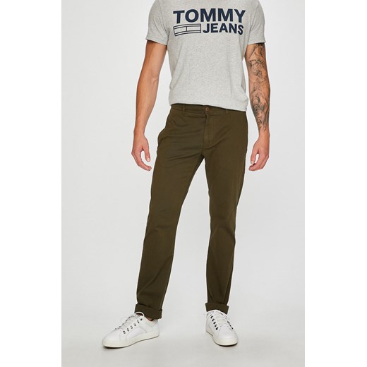 Spodnie męskie zielone Tommy Jeans bawełniane casual 