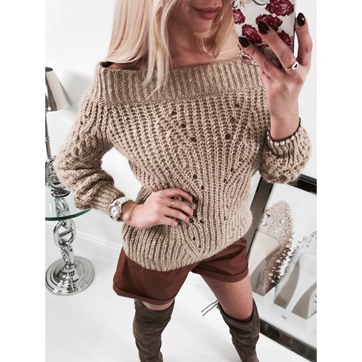 Sweter damski beżowy Cocomore bez wzorów