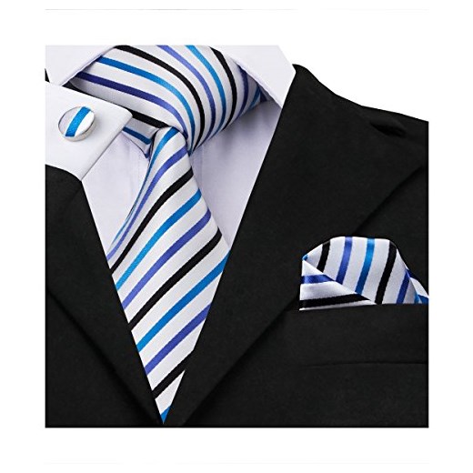 hi-Tie Mens paski krawat zestaw Silk Classic -  jeden rozmiar wielokolorowa