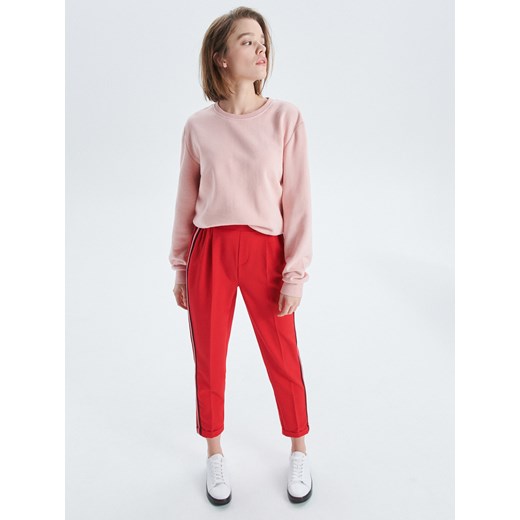 Cropp - Spodnie tailoring z lampasem - Czerwony Cropp  38 