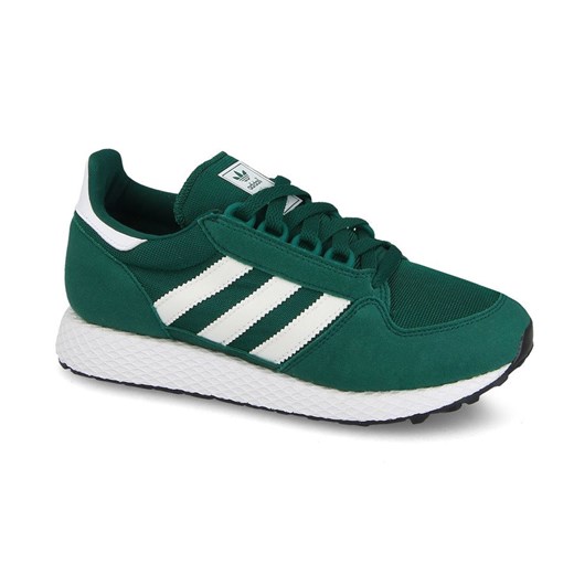 Adidas Originals buty sportowe damskie sneakersy młodzieżowe zielone bez wzorów zamszowe płaskie sznurowane 