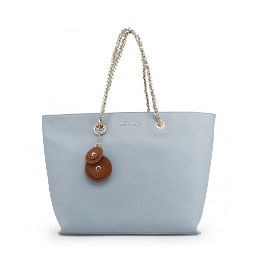 Shopper bag Blu Byblos z breloczkiem matowa duża 