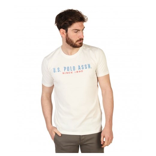 T-shirt męski beżowy U.S Polo Assn. jesienny z krótkimi rękawami 