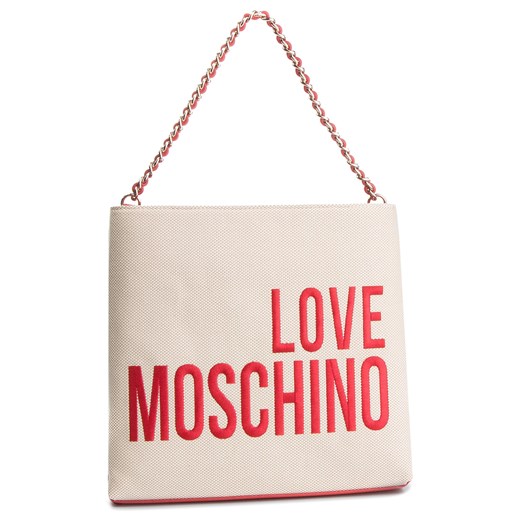 Shopper bag Love Moschino z nadrukiem mieszcząca a8 na ramię 