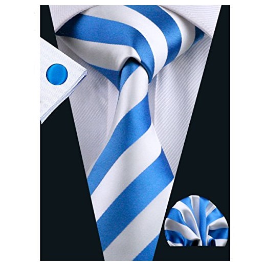 hi-Tie niebieskie Silk krawat f ¨ ¹ R M?Mężczyźni wzór w paski