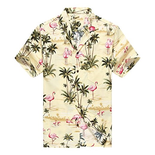 Made in Hawaii męska koszula koszula Hawaii Aloha Rosa Flamingos Allover w kolorze żółtym -  l