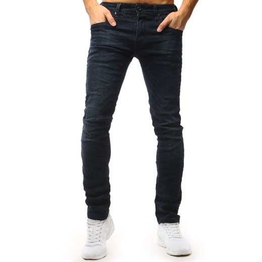 Niebieskie jeansy męskie Dstreet bez wzorów 