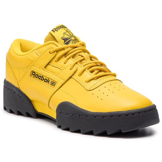 Buty sportowe damskie Reebok bez wzorów żółte sznurowane 
