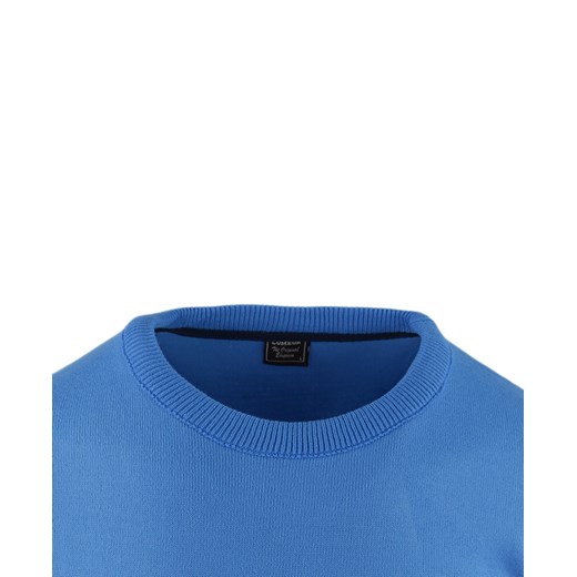 Sweter męski niebieski casual gładki 