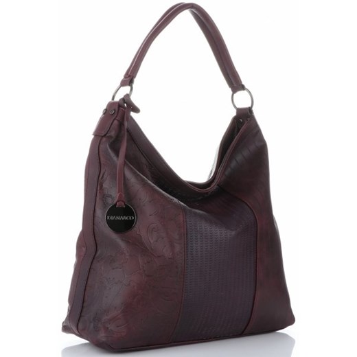 Diana&Co shopper bag casual ze skóry ekologicznej z breloczkiem czerwona mieszcząca a8 na ramię 