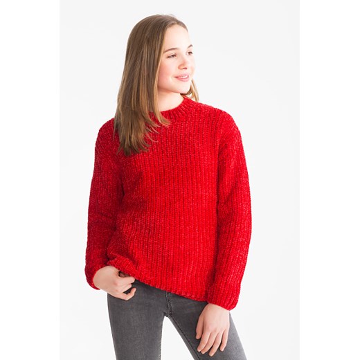 C&A Aksamitny sweter, Czerwony, Rozmiar: 146/152