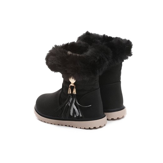Buty zimowe dziecięce Born2be czarne na zimę kozaki bez zapięcia 