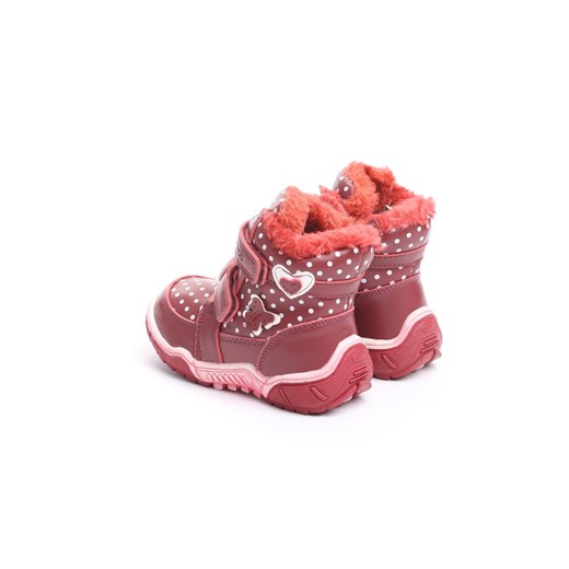 Buty zimowe dziecięce Born2be czerwone na rzepy z aplikacjami  trapery 