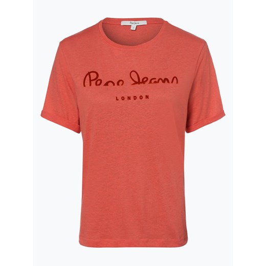 Pepe Jeans - T-shirt damski z dodatkiem lnu – Victoria, pomarańczowy  Pepe Jeans L vangraaf