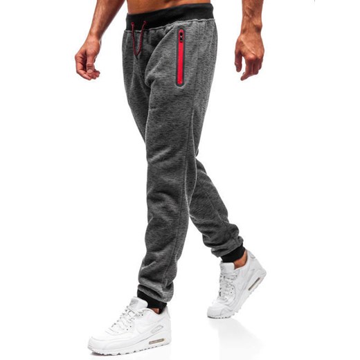 Spodnie dresowe joggery męskie grafitowe Denley 55037 Denley  XL okazyjna cena  