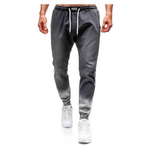 Spodnie jeansowe joggery męskie antracytowe Denley 2047  Denley L promocyjna cena  
