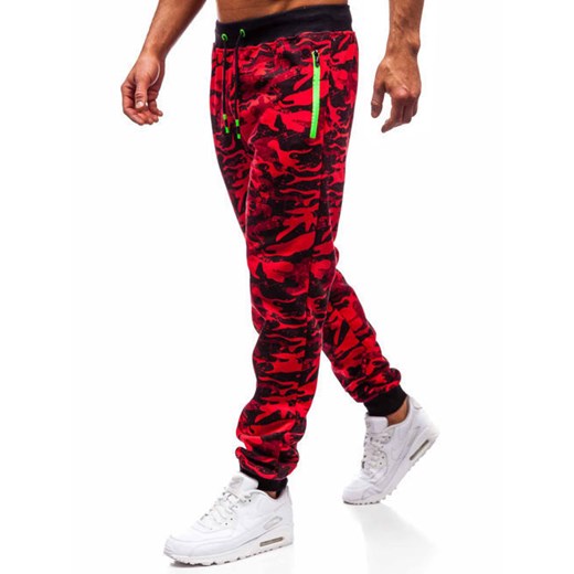 Spodnie męskie dresowe joggery czerwone Denley 55021  Denley M okazja  