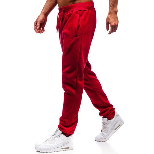 Spodnie męskie Denley czerwone gładkie 