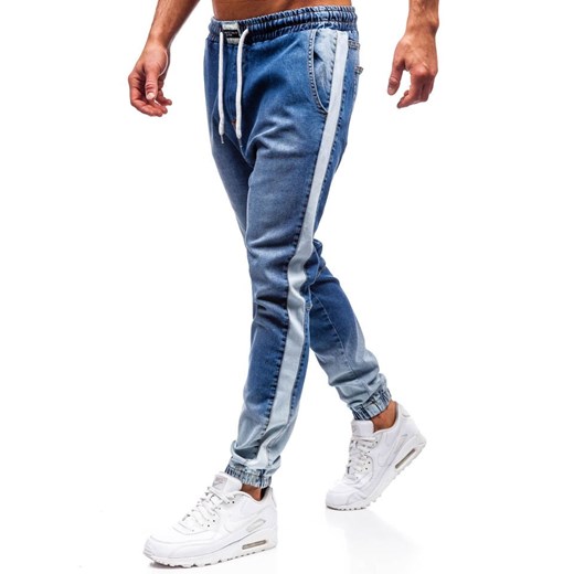 Spodnie jeansowe joggery męskie niebieskie Denley 2047 Denley  L okazja  
