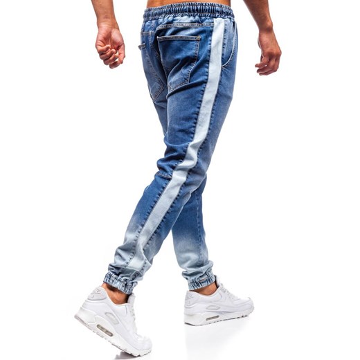 Spodnie jeansowe joggery męskie niebieskie Denley 2047  Denley L wyprzedaż  
