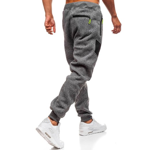 Spodnie męskie dresowe joggery grafitowe Denley TC840  Denley 2XL wyprzedaż  