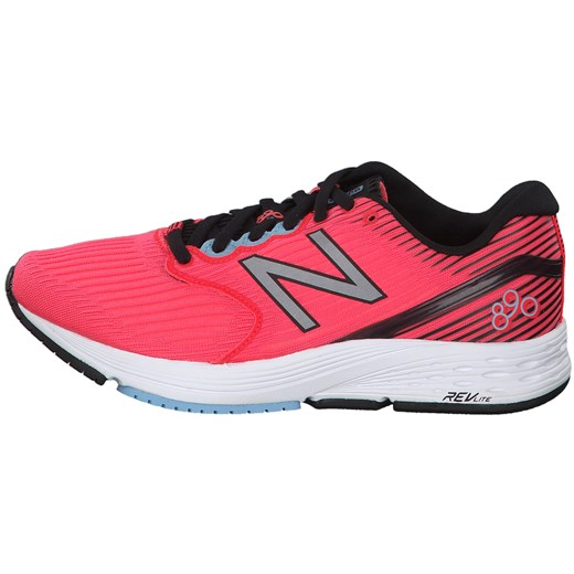 Buty sportowe damskie czerwone New Balance dla biegaczy sznurowane płaskie 