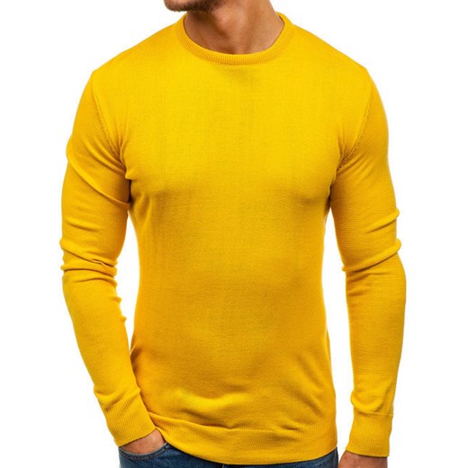 Sweter męski Denley żółty casual bez wzorów 