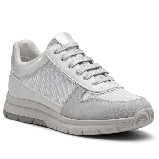 Buty sportowe damskie Geox białe na koturnie bez wzorów młodzieżowe 