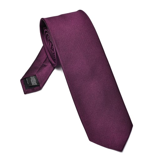 Krawat jedwabny oberżyna, wąski 6,5cm